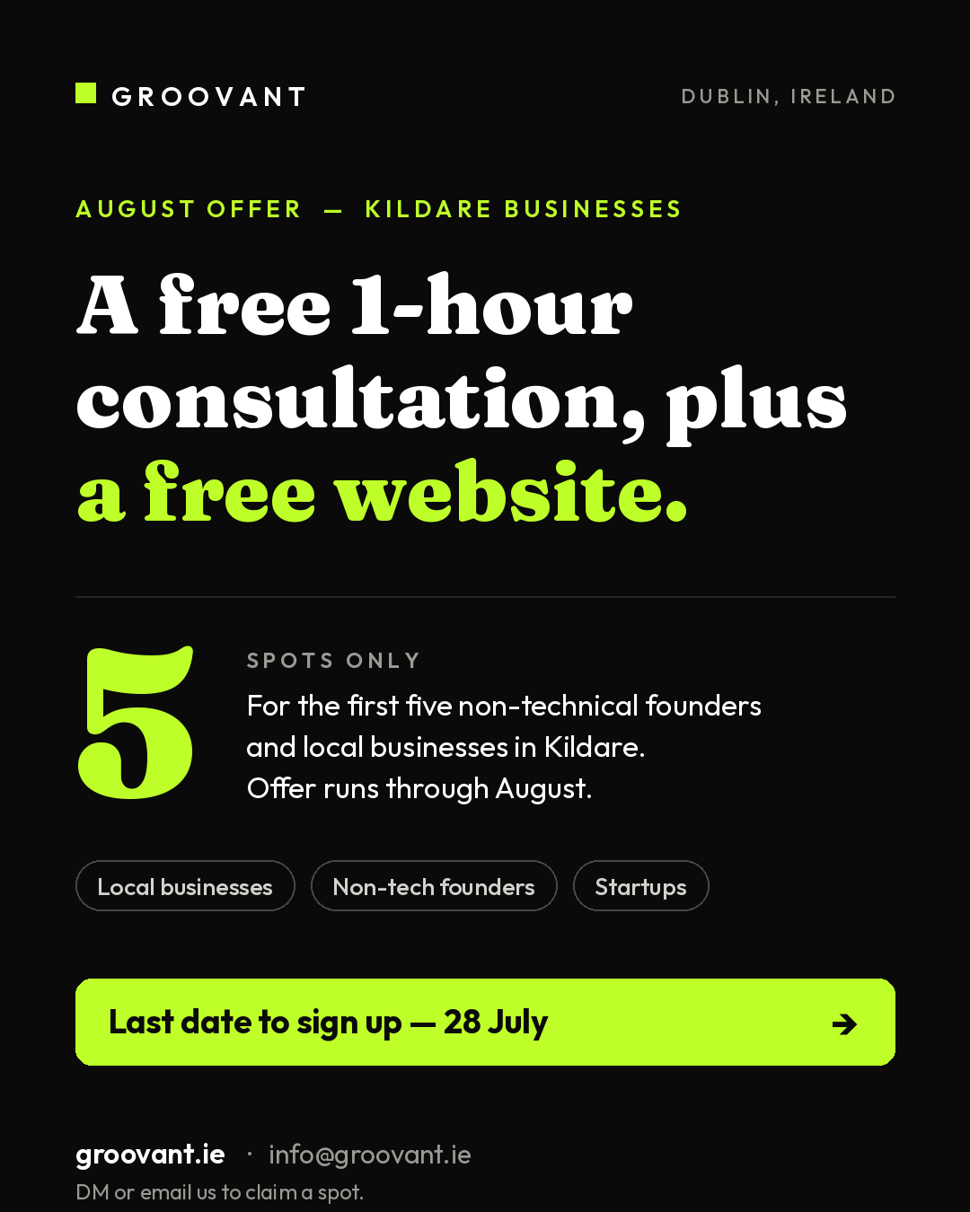 Issue 01 — 5 free websites for Kildare businesses
